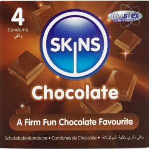 SKINS – PACOTE COM 4 PRESERVATIVOS CHOCOLATE PREMIUM