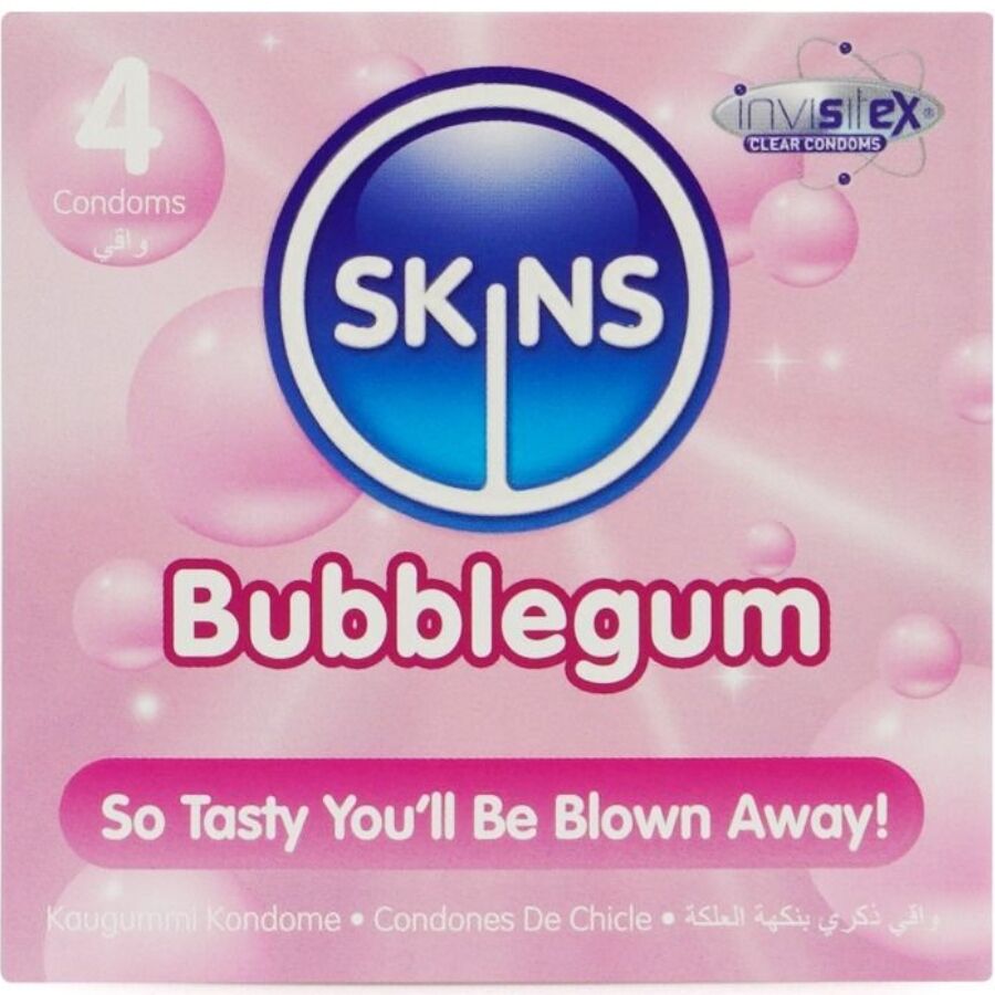 Ilhaerotica - SKINS - PRESERVATIVOS BUBBLEGUM PREMIUM PACOTE 4