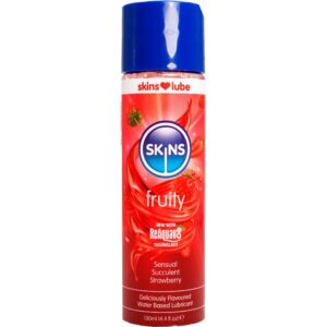 SKINS – LUBRIFICANTE À BASE DE ÁGUA COM SABOR FRUTADO DE MORANGO 130 ML