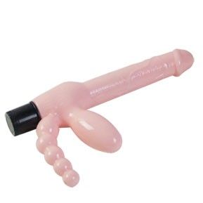BAILE – ARNÊS SEM CORDA TPR COM VIBRAO E ESTIMULAO ANAL 25.4 CM