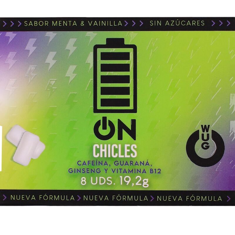 Ilhaerotica - WUG On – Energia instantânea em formato de goma de mascar. Cartela com 8 unidades.