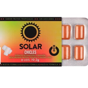WUG Solar – A goma de mascar que prepara a sua pele para o sol. Cartela com 8 unidades.