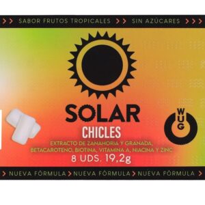 WUG Solar – A goma de mascar que prepara a sua pele para o sol. Cartela com 8 unidades.