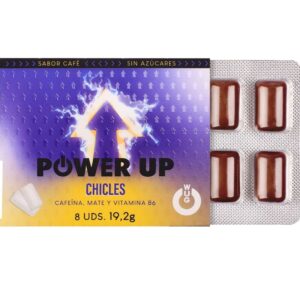 WUG Power Up – Goma de Mascar Energética para Concentração e Resistência – Cartela com 8 Unidades