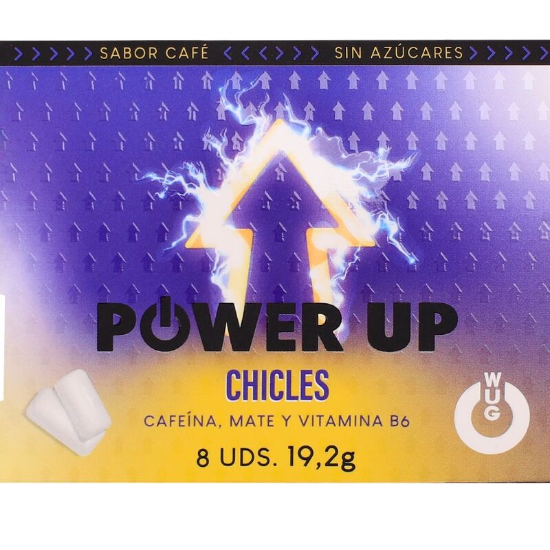 Ilhaerotica - WUG Power Up - Goma de Mascar Energética para Concentração e Resistência - Cartela com 8 Unidades