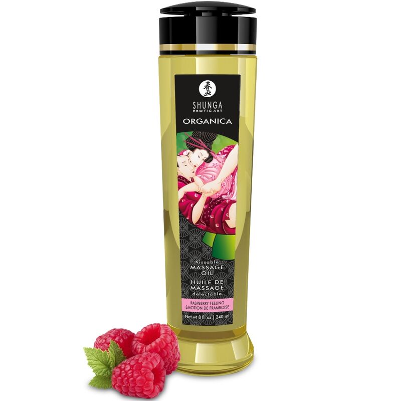 Ilhaerotica - SHUNGA - ÓLEO DE MASSAGEM ORGÂNICO COM AROMA DE FRAMBOESA 240 ML