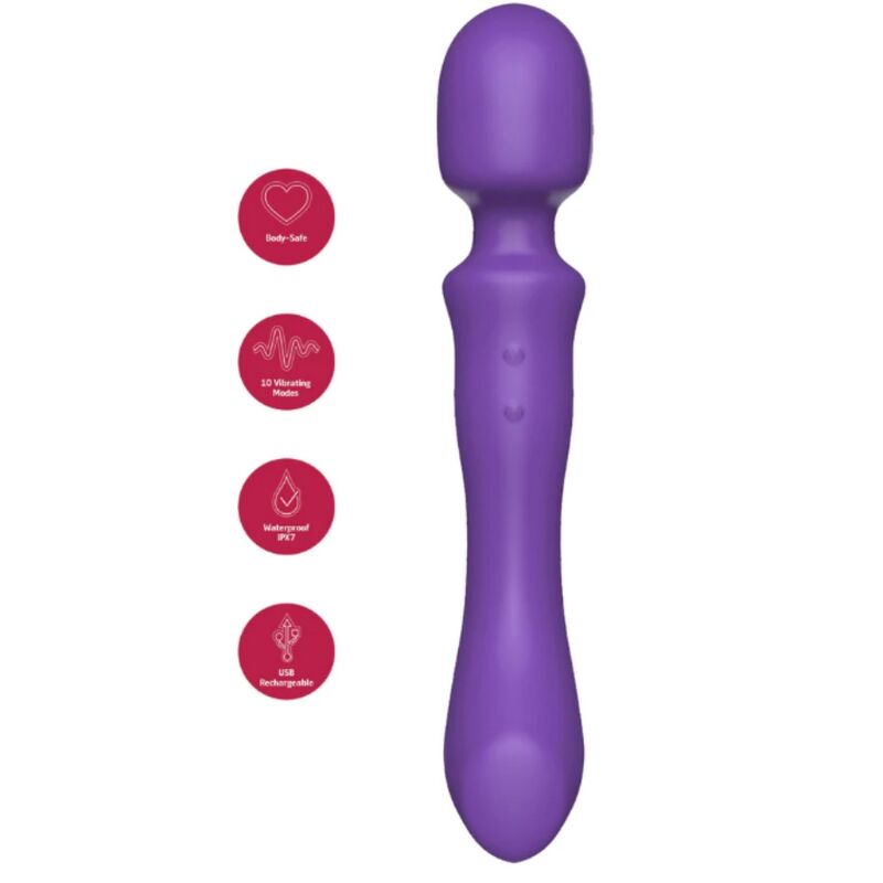 Ilhaerotica - SHE.E.O - VARINHA MASSAGEADORA VIBRATÓRIA DE DUAS PONTAS ROXA