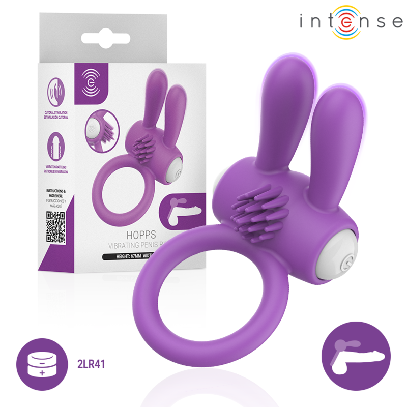 Ilhaerotica - INTENSE - ANEL PENIANO VIBRATÓRIO HOPPS COM ESTIMULAÇÃO CLITÓRICA ROXO