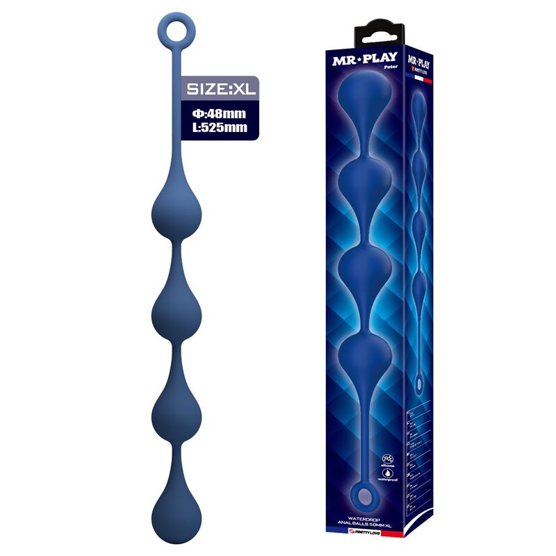 Ilhaerotica - MR PLAY - BOLINHAS ANAL DE SILICONE AZUIS TAMANHO XL 52