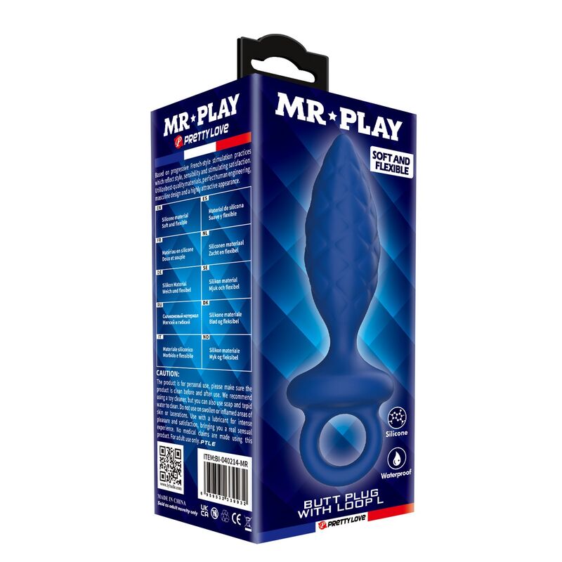 MR PLAY - PLUG ANAL TEXTURIZADO COM ANEL AZUL L - Image 3