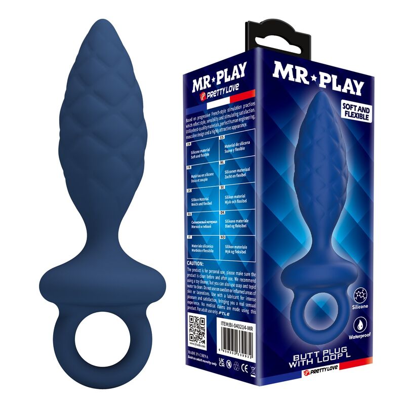 Ilhaerotica - MR PLAY - PLUG ANAL TEXTURIZADO COM ANEL AZUL L