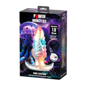 POWER MONSTERS – PLUG ANAL INFLÁVEL FANTASIA TRICOLOR LEVIATHAN DE ÉBANO 18 CM