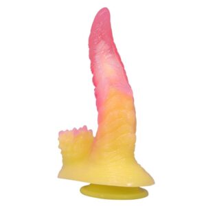 POWER MONSTERS – DILDO ONDULADO MONSTER FANTASY COM VENTOSA 22,5 CM Ø 5,5 CM ROSA E AMARELO