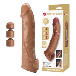 PRETTY LOVE – MANGA EXTENSORA DE PÊNIS AJUSTÁVEL 26 CM Ø 4 CM MARROM