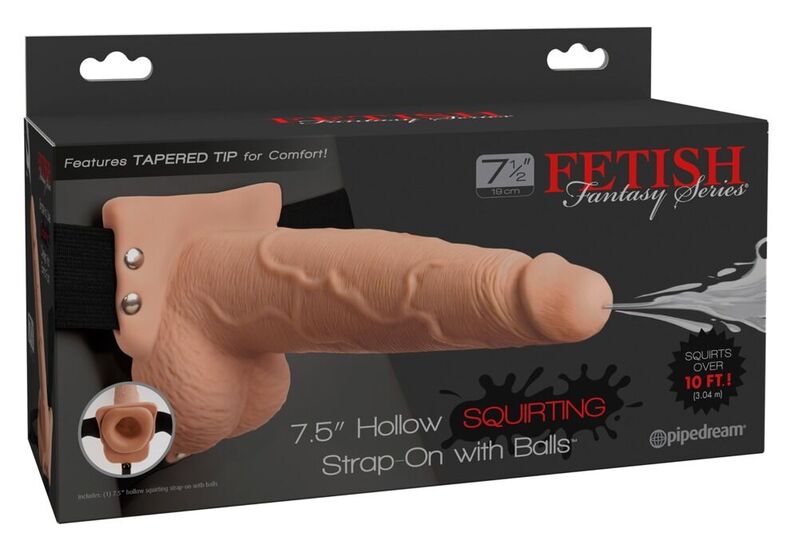 Ilhaerotica - FETISH FANTASY SERIES - ARNÊS AJUSTVEL PÉNIS REALÍSTICO COM BOLAS SQUIRTING 19 CM