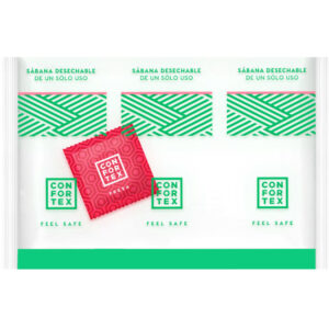 CONFORTEX – FOLHAS HIGIÊNICAS DESCARTÁVEIS, SACOLA INDIVIDUAL + PRESERVATIVO DE MORANGO