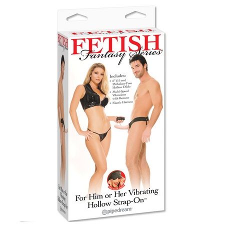 Ilhaerotica - FETISH FANTASY SERIES - ARNÊS VIBRADOR OCO PARA ELE E ELA NATURAL 14CM
