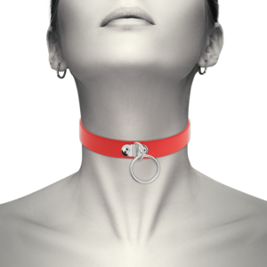 COQUETTE CHIC DESIRE – COLAR DE COURO VEGANO VERMELHO ACESSÓRIO FETISH MULHER