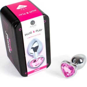 SECRETPLAY – PLUG ANAL DE METAL FÚCSIA CORAO PEQUENO TAMANHO 7 CM