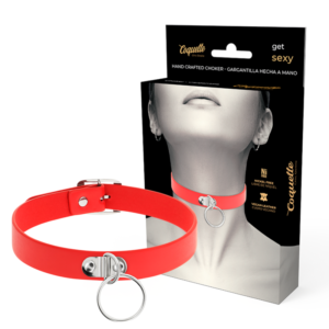 COQUETTE CHIC DESIRE – COLAR DE COURO VEGANO VERMELHO ACESSÓRIO FETISH MULHER