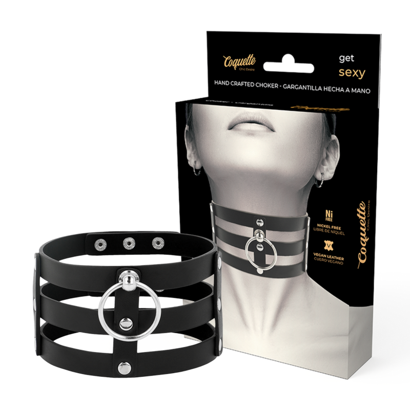 Ilhaerotica - COQUETTE CHIC DESIRE - GARGANTILHA DE COURO VEGANO ESTILO FETISH