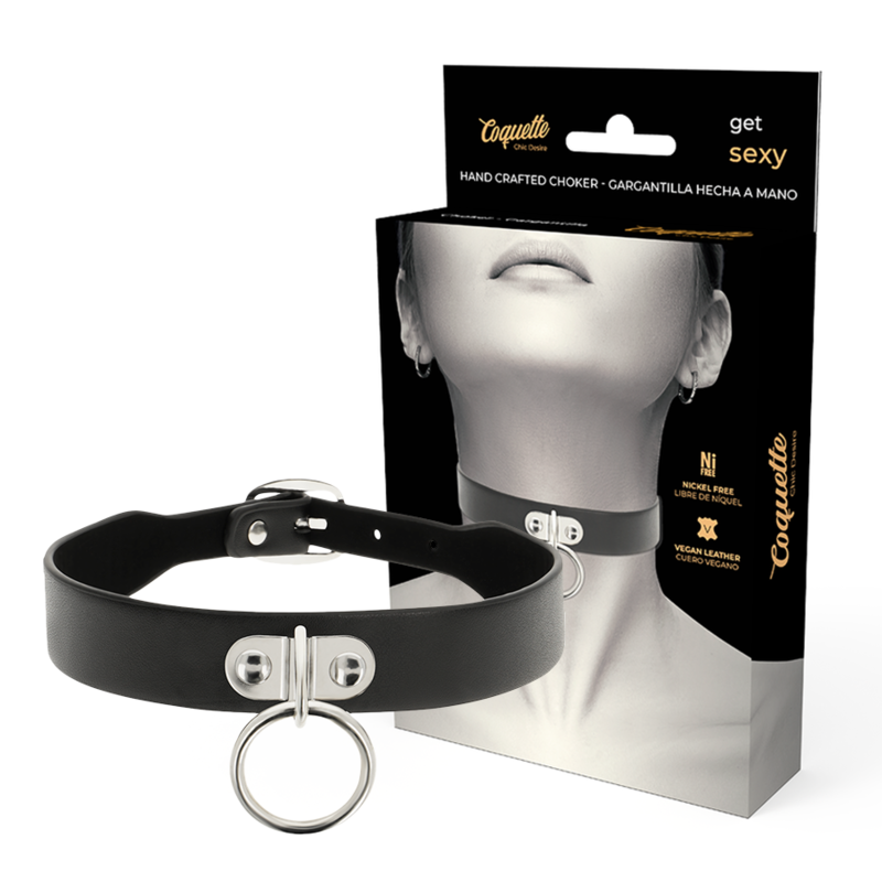 Ilhaerotica - COQUETTE CHIC DESIRE - COLAR DE COURO VEGANO ACESSÓRIO FETISH MULHER