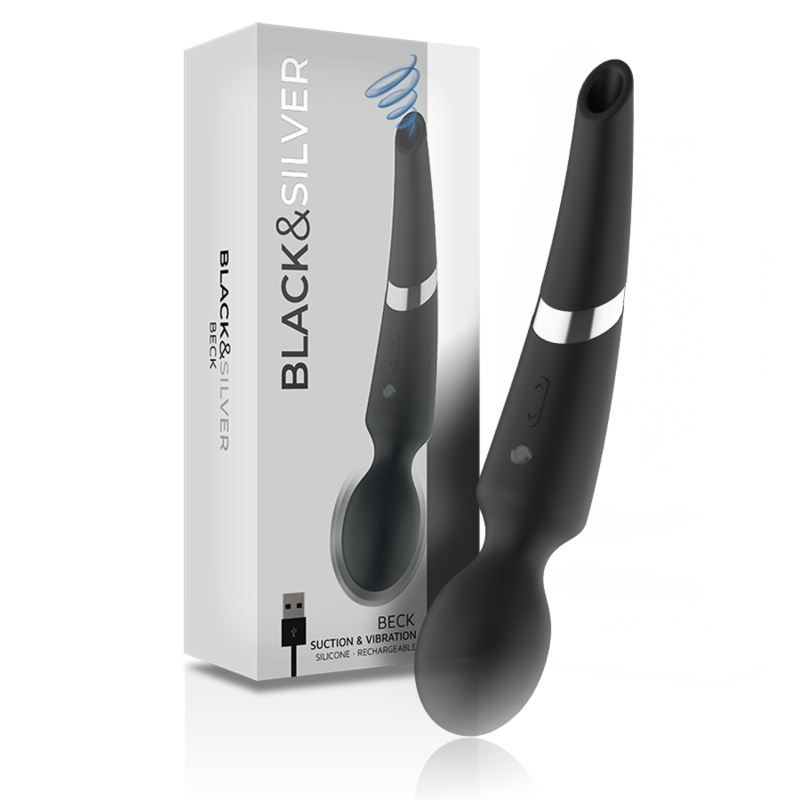 Ilhaerotica - BLACK&SILVER - BECK WAND E VENTOSA 2 EM 1 SILICONE