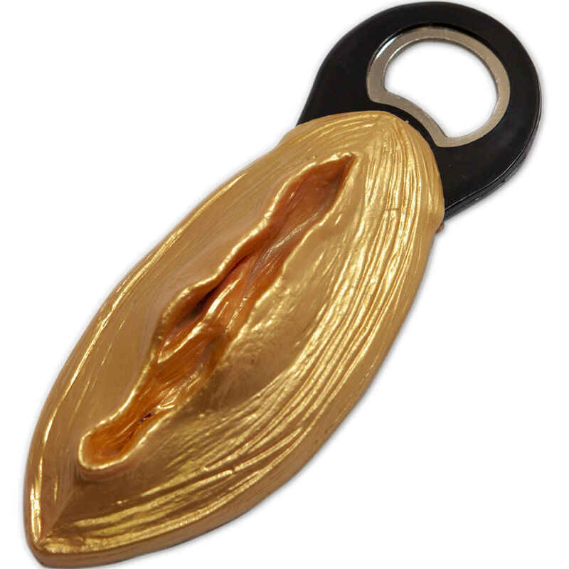 Ilhaerotica - DIABLO PICANTE - ABRIDOR PRETO DOURADO EM FORMA DE VAGINA