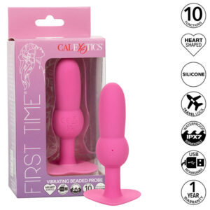 CALEXOTICS – FIRST TIME PLUG ANAL SONDA DE CONTAS 10 VIBRAÇÕES ROSA