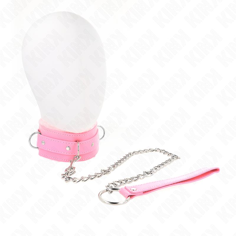 Ilhaerotica - KINK - COLAR COM TRELA 65 CM COM RESTRIÇÕES ROSA 36-42 CM X 5