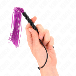 KINK – MINI CHICOTE DE SILICONE COM 6 CONTAS ROXAS 26 CM