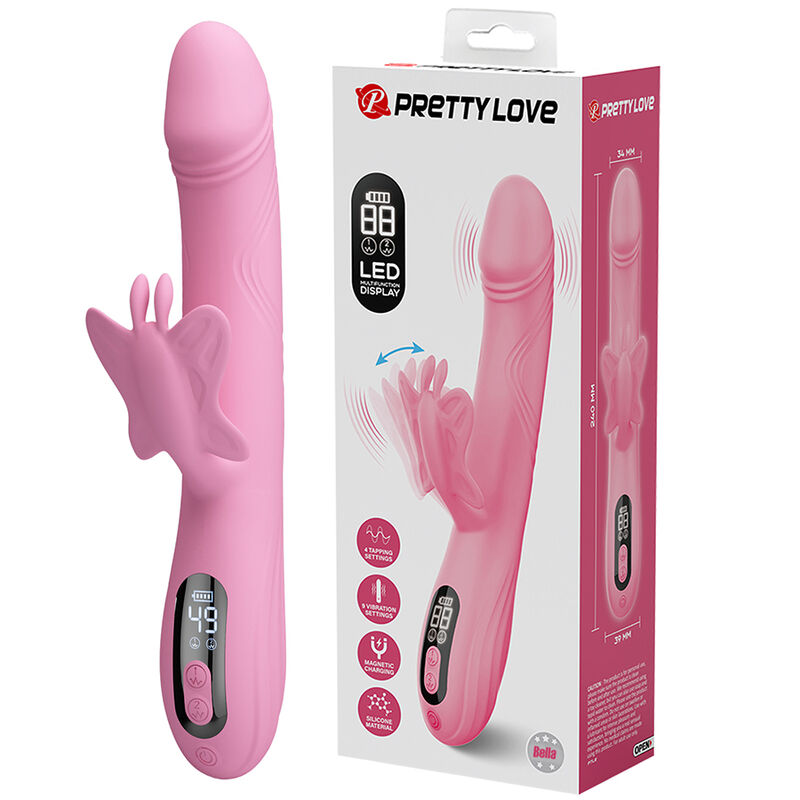 Ilhaerotica - PRETTY LOVE - VIBRADOR BELLA RABBIT COM ESTIMULAÇÃO DE BORBOLETA E LED ROSA