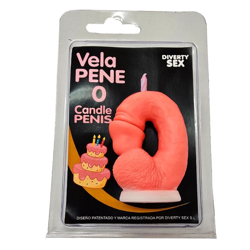 Ilhaerotica - DIABLO PICANTE - VELA EM FORMATO DE PÊNIS COM O NÚMERO 0 NA COR ROSA