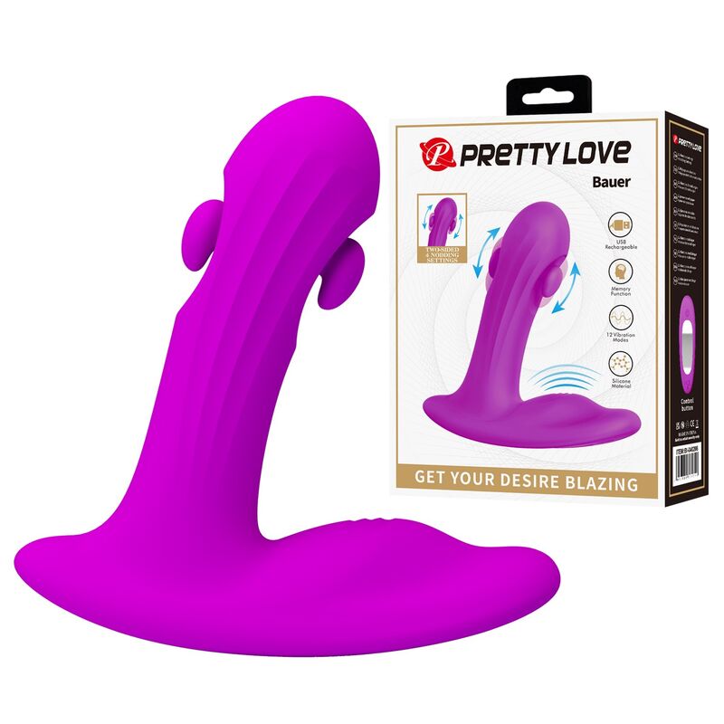 Ilhaerotica - PRETTY LOVE - MASSAGEADOR DE PRÓSTATA RECARREGÁVEL BAUER COM 12 MODOS - ROXO