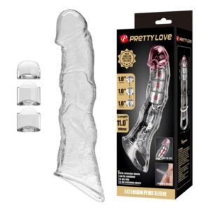 PRETTY LOVE – CAPA EXTENSORA DE PÊNIS AJUSTÁVEL 28 CM Ø 4,5 CM TRANSPARENTE