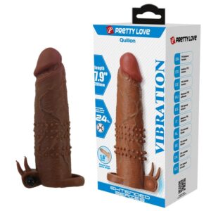 PRETTY LOVE – CAPA VIBRATÓRIA PARA PÊNIS QUILLON 20 CM Ø 4 CM MARROM