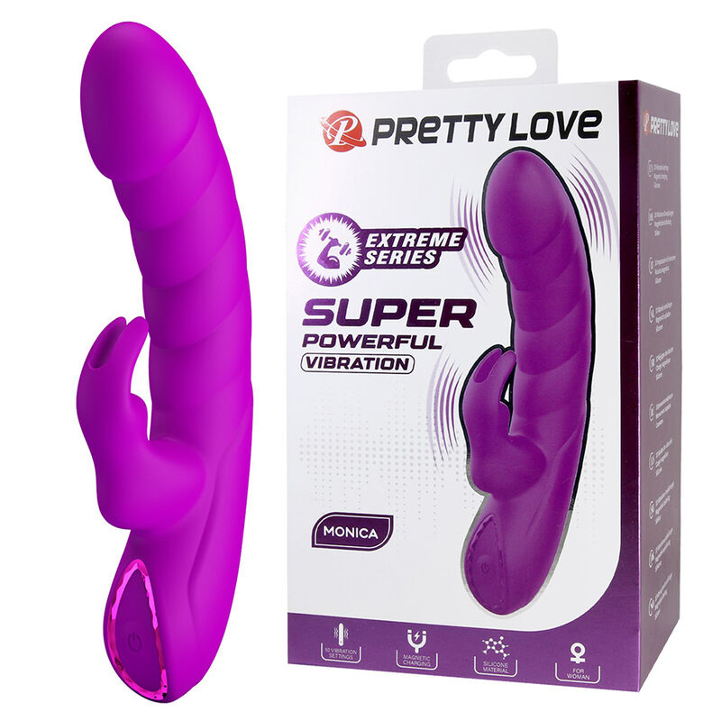 Ilhaerotica - PRETTY LOVE - MONICA VIBRADOR RECARREGÁVEL COM DUPLA ESTIMULAÇÃO PARA PONTO G E CLITÓRIS ROXO