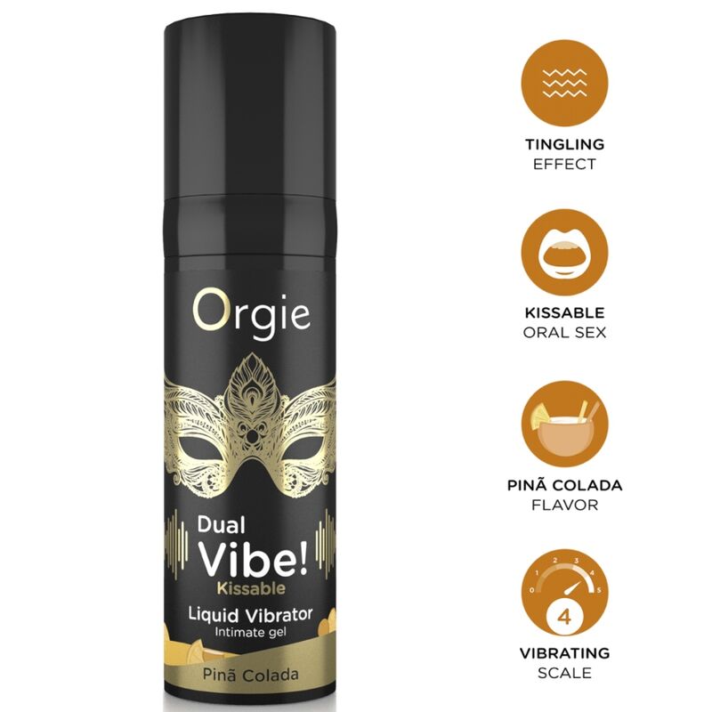 Ilhaerotica - ORGIE - VIBE DUPLA! VIBRADOR LÍQUIDO BEIJÁVEL PIÑA COLADA 15 ML