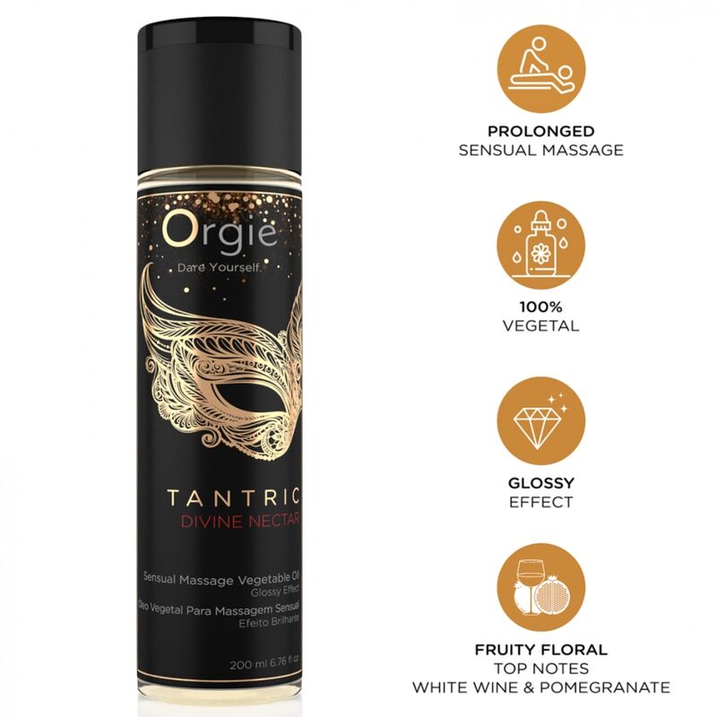 Ilhaerotica - ORGIE - ÓLEO VEGETAL PARA MASSAGEM SENSUAL COM NÉCTAR DIVINO TÂNTRICA 200 ML