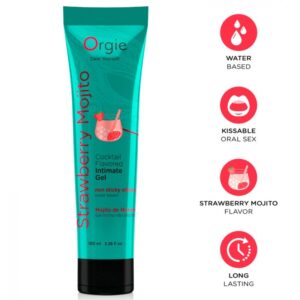 ORGIE – LUBRIFICANTE EM TUBO COQUETEL MORANGO MOJITO BEIJÁVEL GEL ÍNTIMO À BASE DE ÁGUA 100 ML