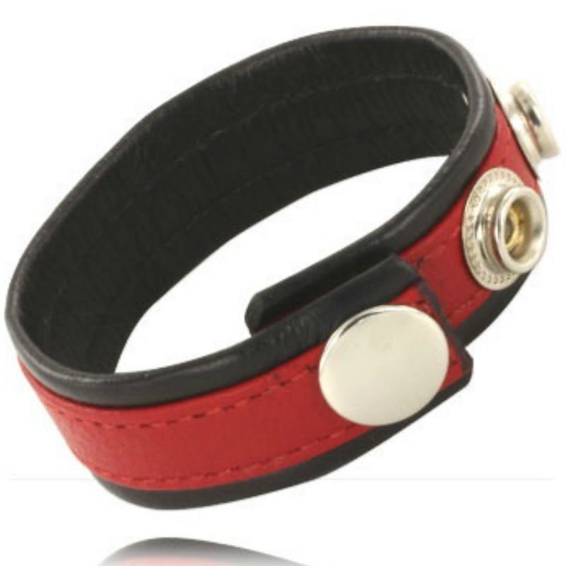 Ilhaerotica - LEATHER BODY - CINTA DE COURO AJUSTVEL PARA PÊNIS VERMELHO-PRETO