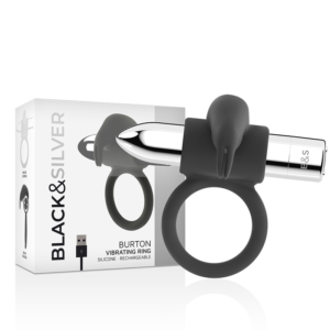 BLACK&SILVER – ANEL RECARREGÁVEL BURTON 10 MODOS DE VIBRAÇÃO