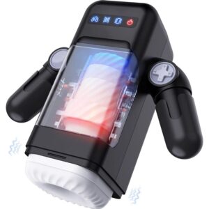 GAME CUP – MASTURBADOR DE VIBRAÇÃO DE IMPULSO COM FUNÇÃO DE AQUECIMENTO E SUPORTE MÓVEL – PRETO