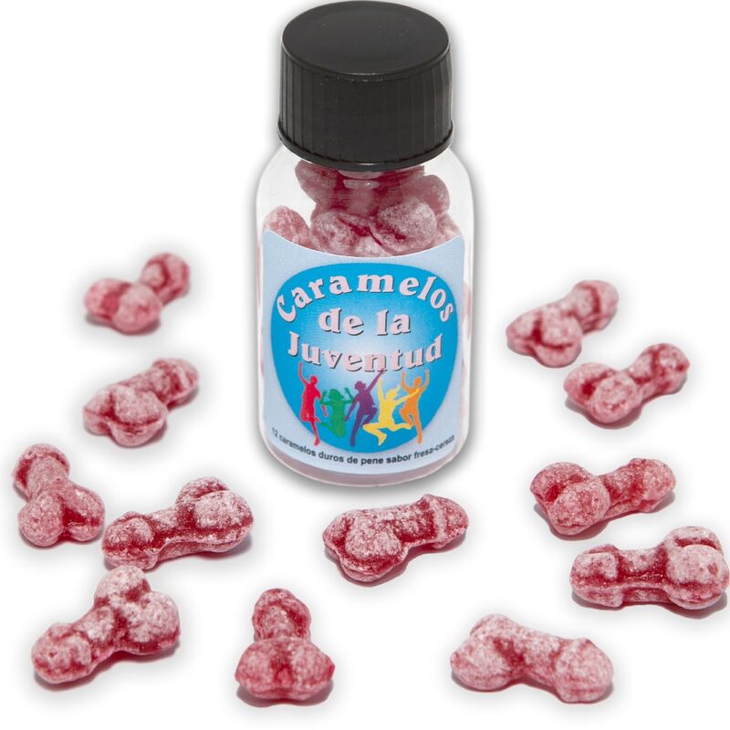 Ilhaerotica - DIABLO PICANTE - 12 JUVENTUDE DOCES FORMATO PÊNIS MORANGO/CEREJA