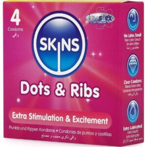 SKINS – DOTS & RIBS PREMIUM PRESERVATIVOS PACOTE 4