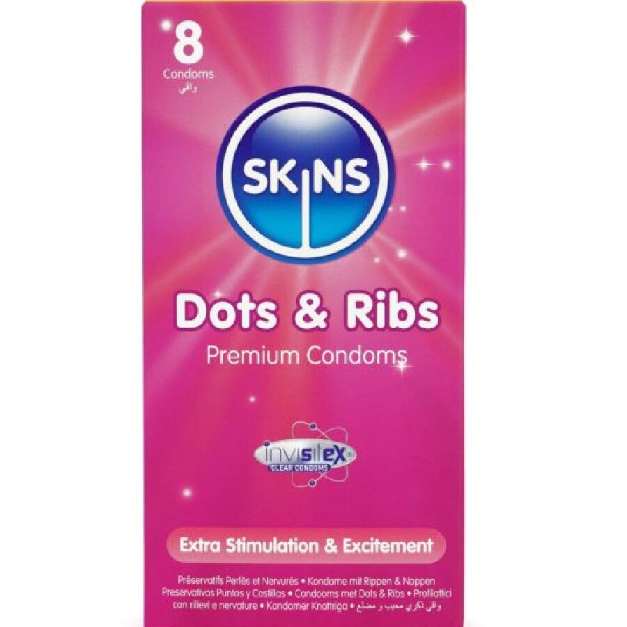 Ilhaerotica - SKINS - DOTS & RIBS PREMIUM PRESERVATIVOS PACOTE 8
