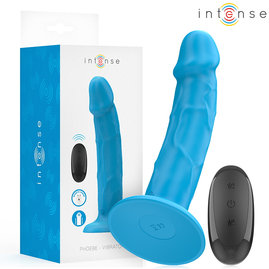 Ilhaerotica - INTENSE - VIBRADOR REALÍSTICO PHOEBE 10 VIBRAÇÕES CONTROLE REMOTO AZUL