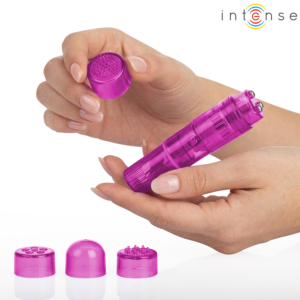 INTENSE – MINI MASSAGEADOR KURT COM 4 CABEÇAS INTERCAMBIÁVEIS ROSA