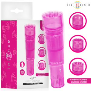 INTENSE – MINI MASSAGEADOR KURT COM 4 CABEÇAS INTERCAMBIÁVEIS ROSA