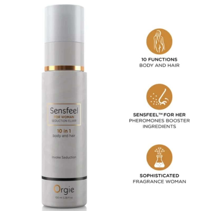 Ilhaerotica - ORGIE - SENSFEEL ELIXIR DE SEDUÇÃO FEMININO 10 EM 1 PARA CORPO E CABELO 100 ML